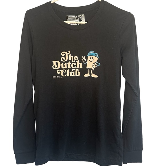 Dutch Bros Black “The Dutch Club” SMALL+ MEDIUM+LARGE Long Sleeve T VINTAGE - Picture 1 of 8